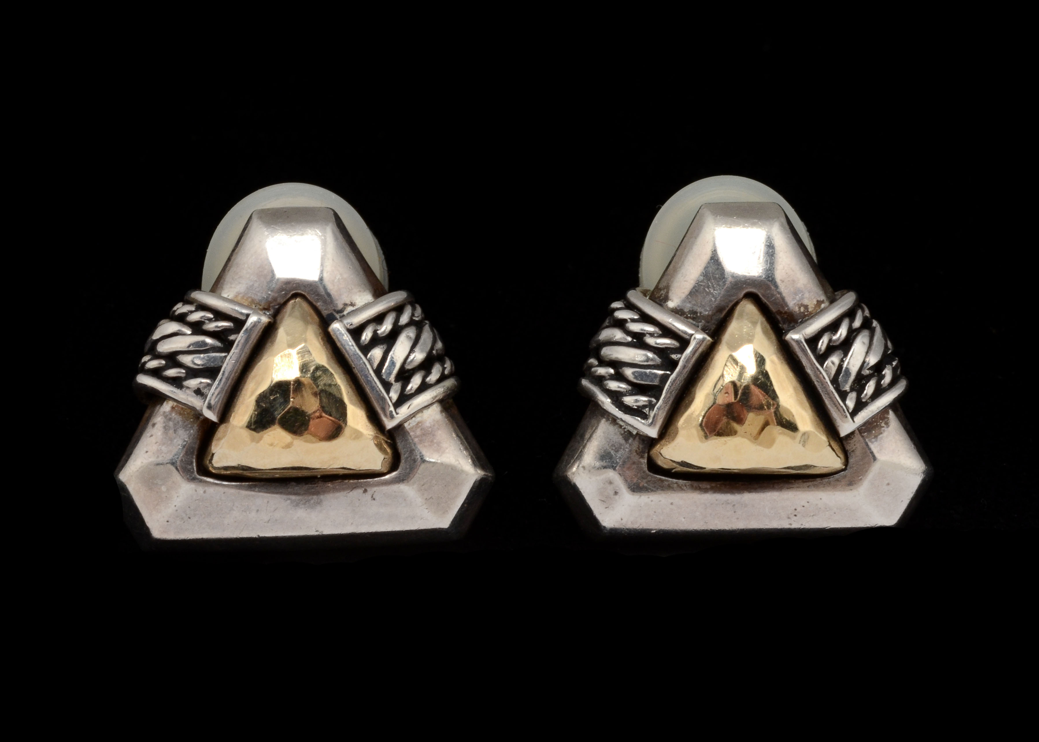 Rizzo Of Cocoa Beach Sterling And 14k Yellow Gold Earrings