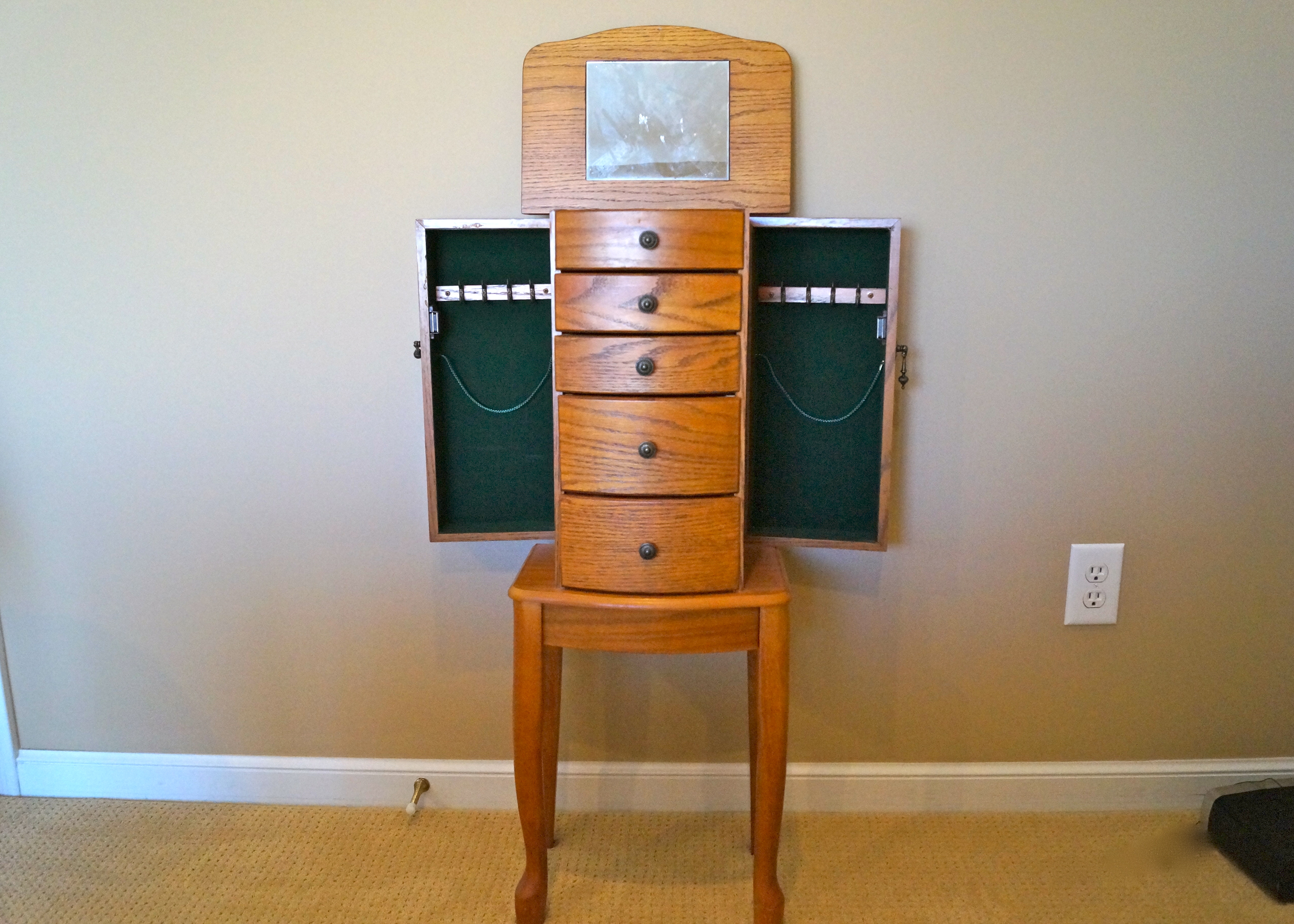 Oak Veneer Jewelry Armoire EBTH