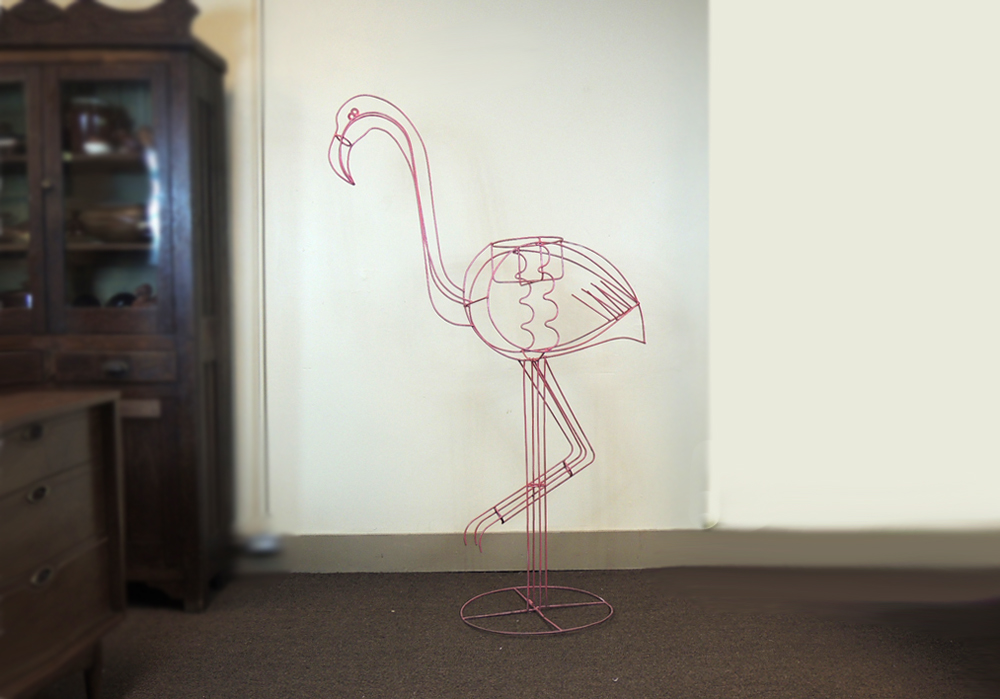 5 Foot Tall Pink Flamingo Wire Art Sculpture EBTH