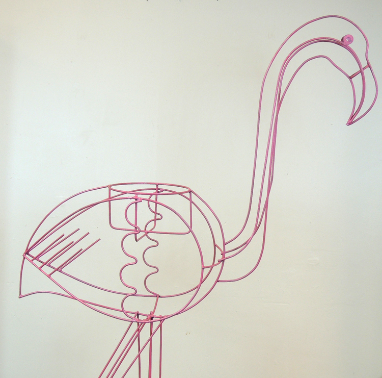 5 Foot Tall Pink Flamingo Wire Art Sculpture EBTH