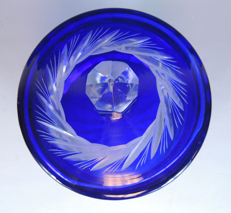 Beautiful Bohemian Cobalt Blue Cut Glass Biscuit Jar EBTH