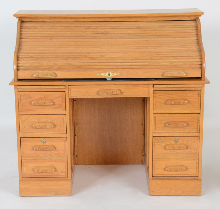 Oak Roll Top Desk and Chair EBTH