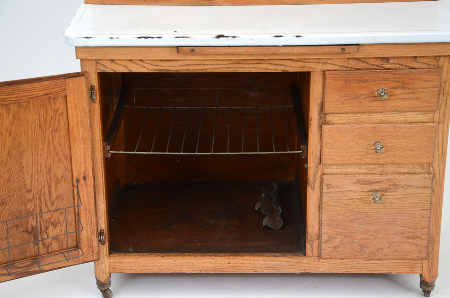 Oak Hutch with Enameled Top EBTH