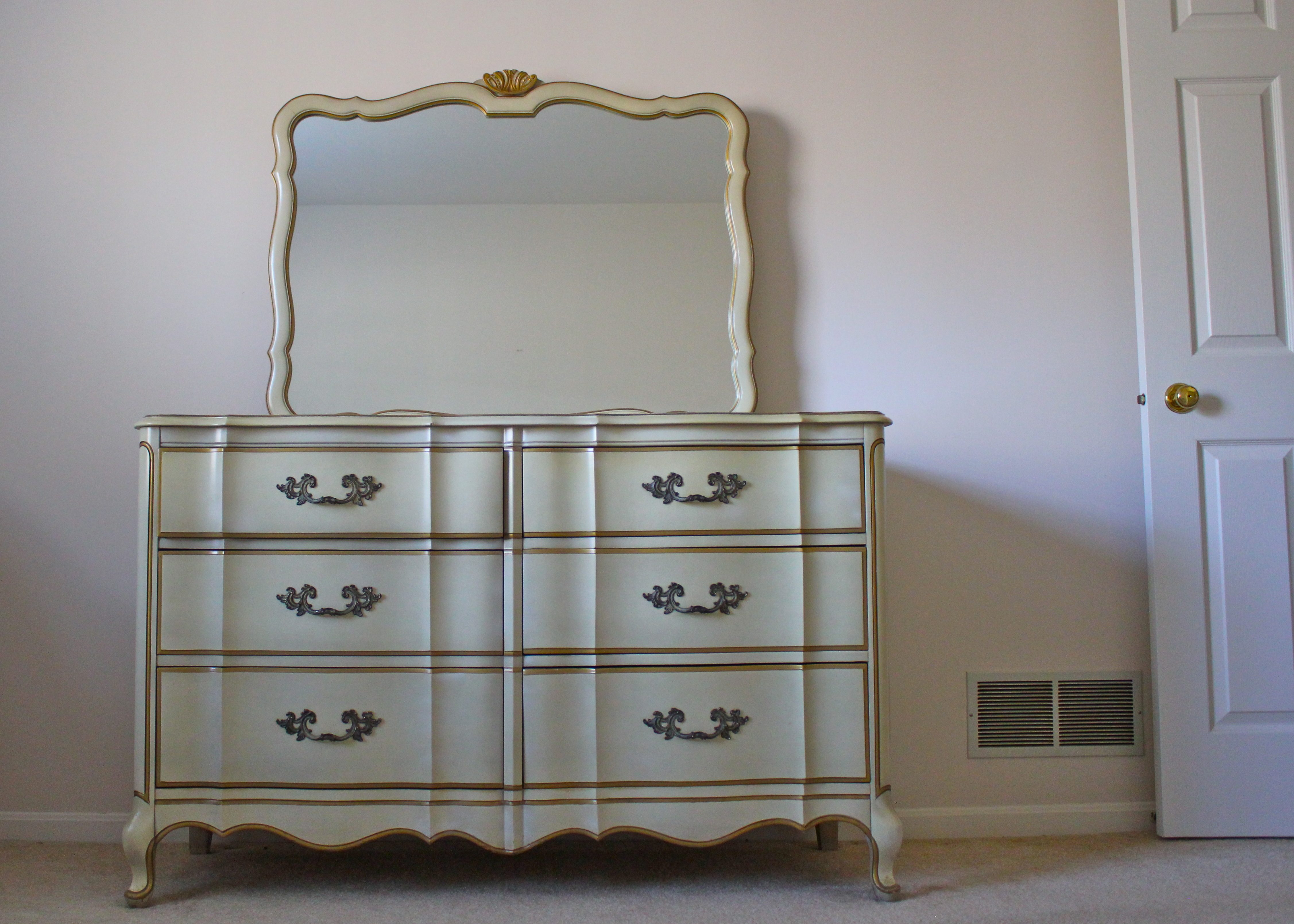 French Provincial Style Dresser With Mirror Ebth