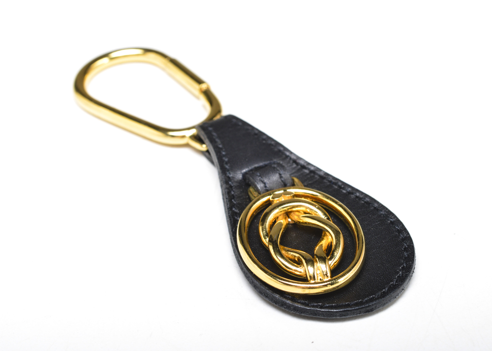 1980s Gucci Leather and Gold Tone Key Ring EBTH