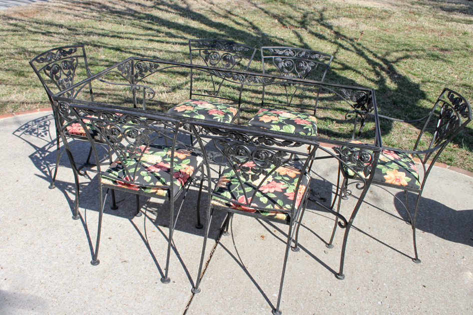 Black Iron Patio Set with Rose Detailing EBTH
