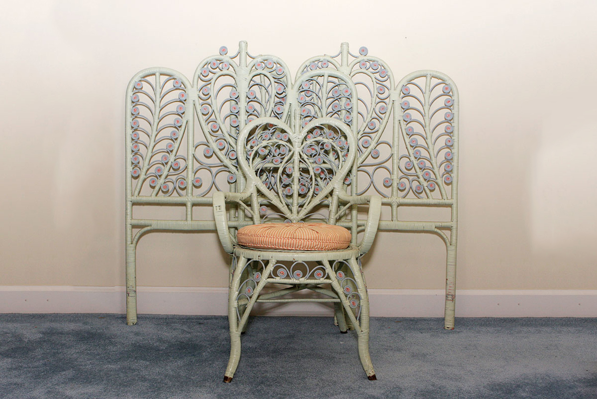 Painted Rattan Chair and Headboards EBTH