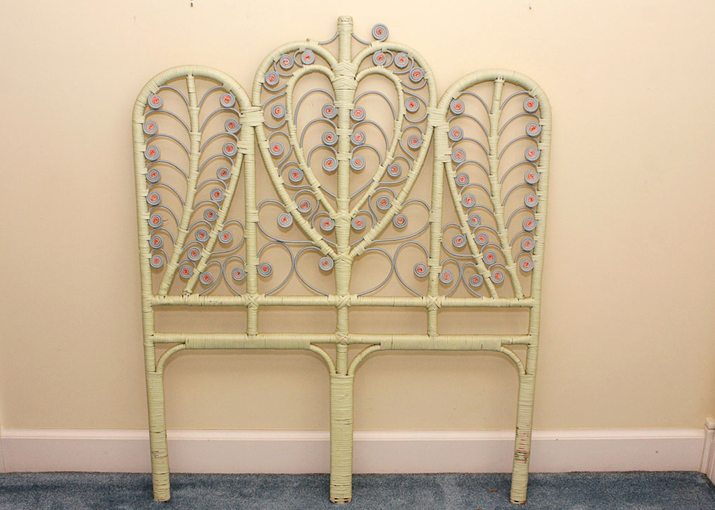 Painted Rattan Chair and Headboards EBTH