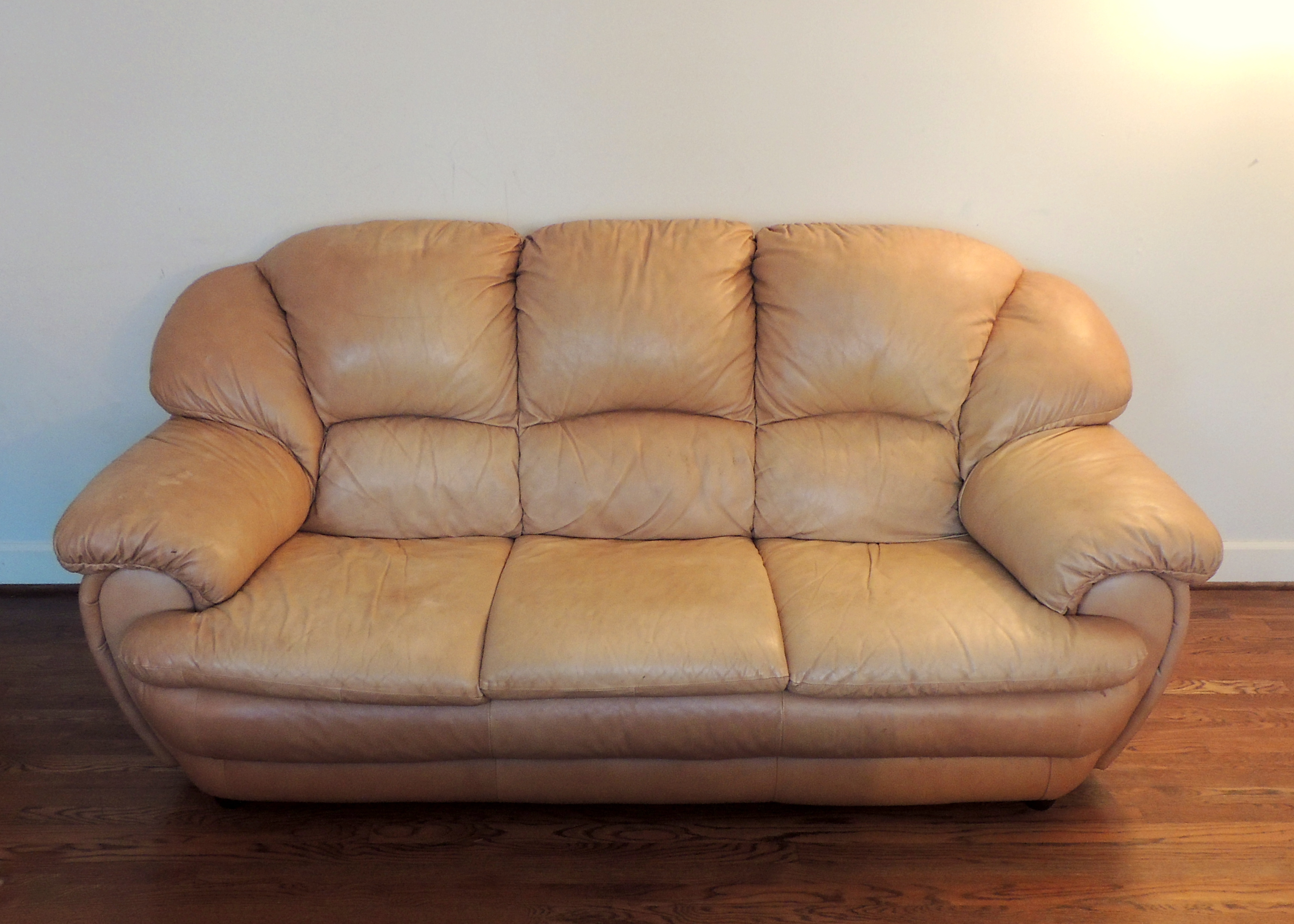Overstuffed Tan Leather Sofa Ebth