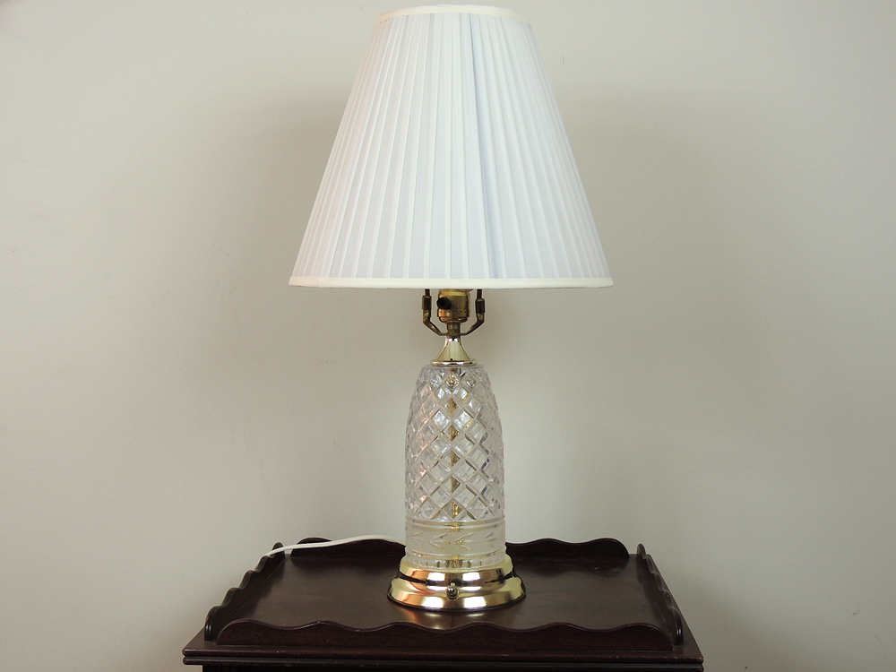 Polish Crystal Clear Table Lamp with Nightlight Base EBTH