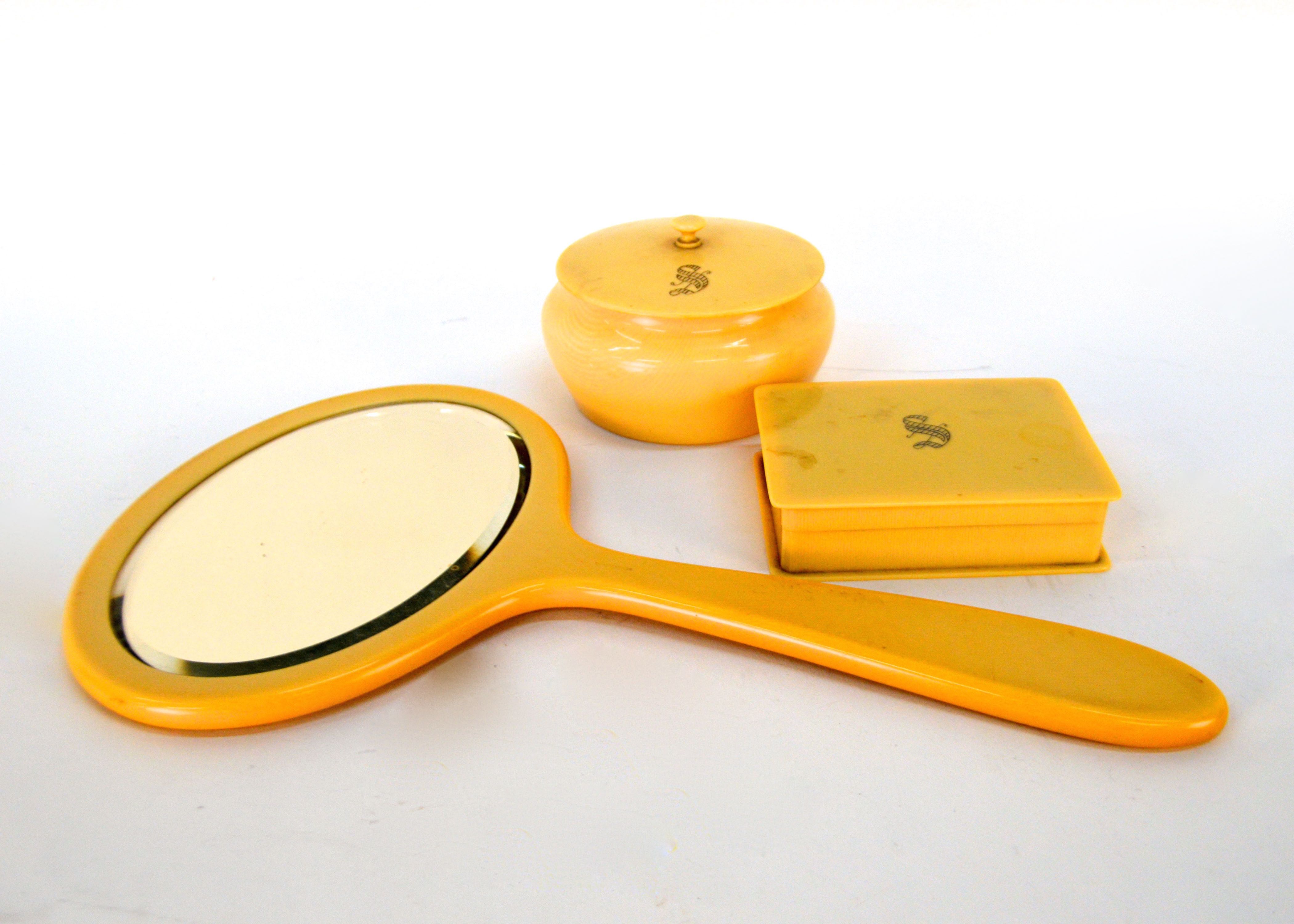 Vintage ThreePiece Monogramed Dresser Set EBTH