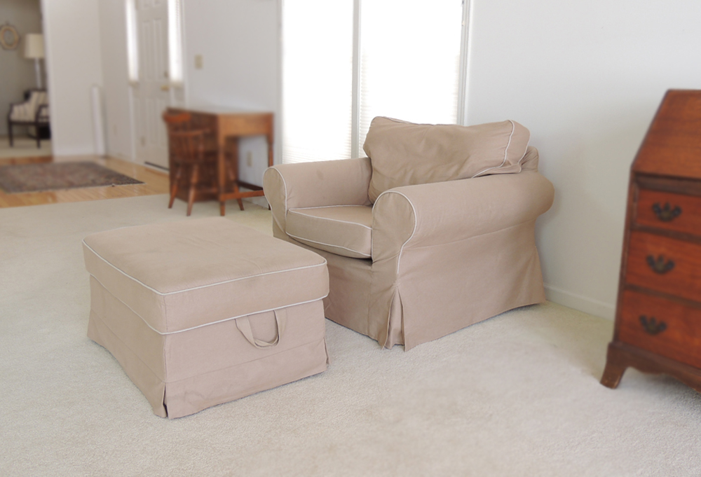 IKEA Canvas Lounge Chair and Storage Ottoman EBTH