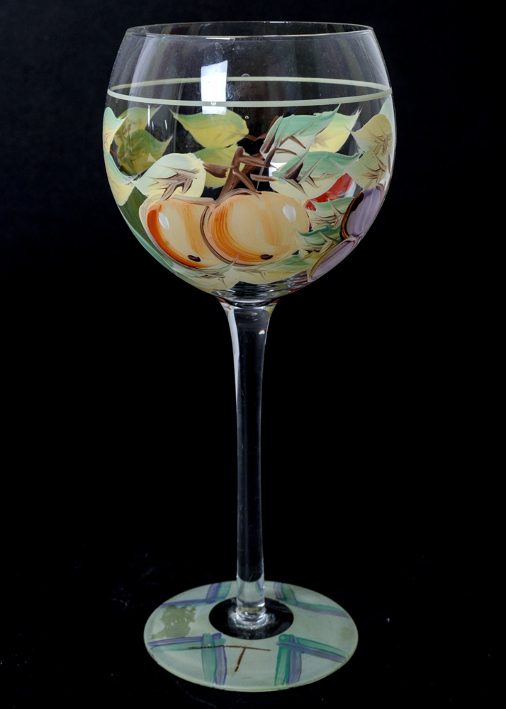 Hand Painted Stemmed Wine Glasses EBTH