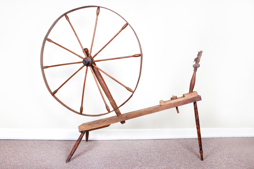 Antique Flax Spinning Wheel ca. 1860 : EBTH