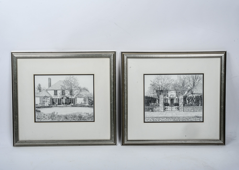 Meticulous Judy Inglis Pencil Drawings of Sessions Village Home EBTH