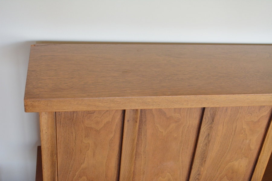 MidCentury Modern Queen Wood Veneer Headboard and Footboard EBTH