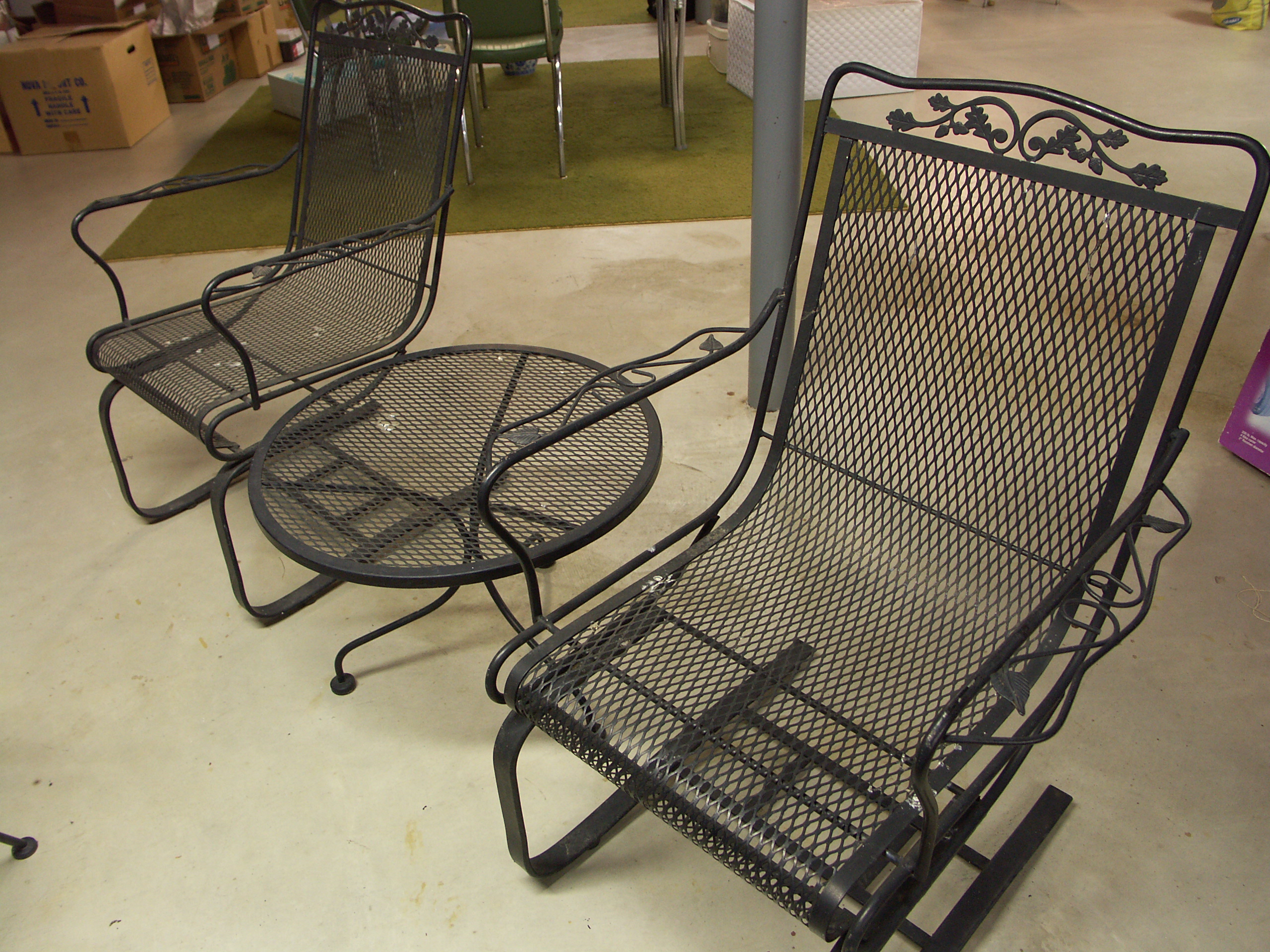 Black Wrought Iron Patio Chairs and Table EBTH