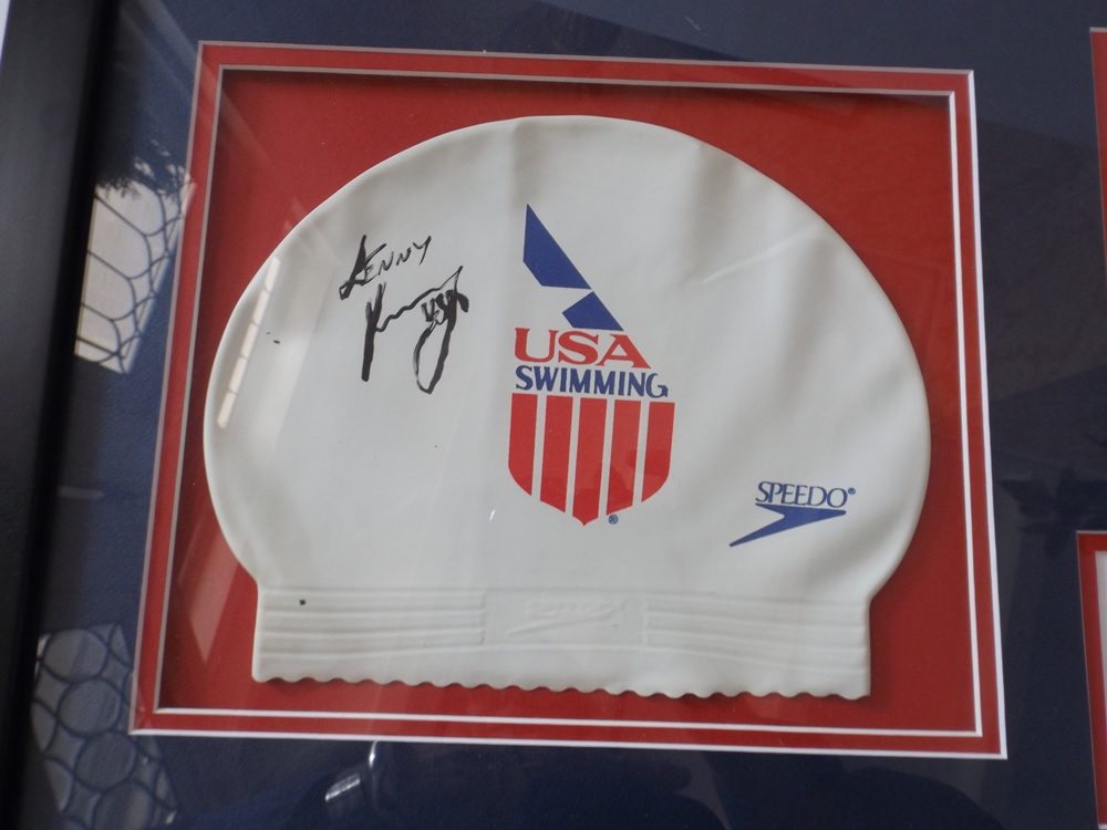 USA National Swim Team Jacket and Signed and Framed USA Swim Cap EBTH