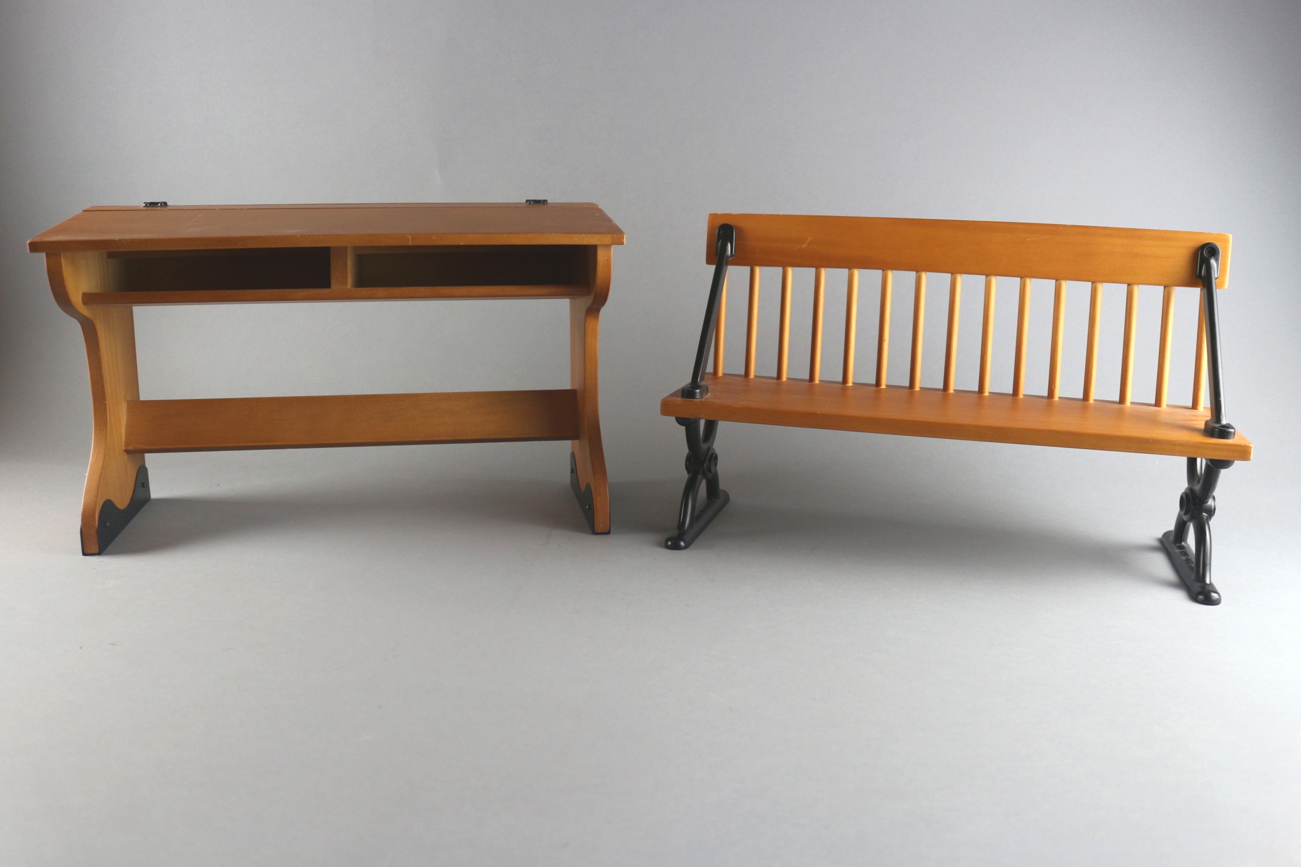 American Girl Double Wood School Desk And Bench Ebth