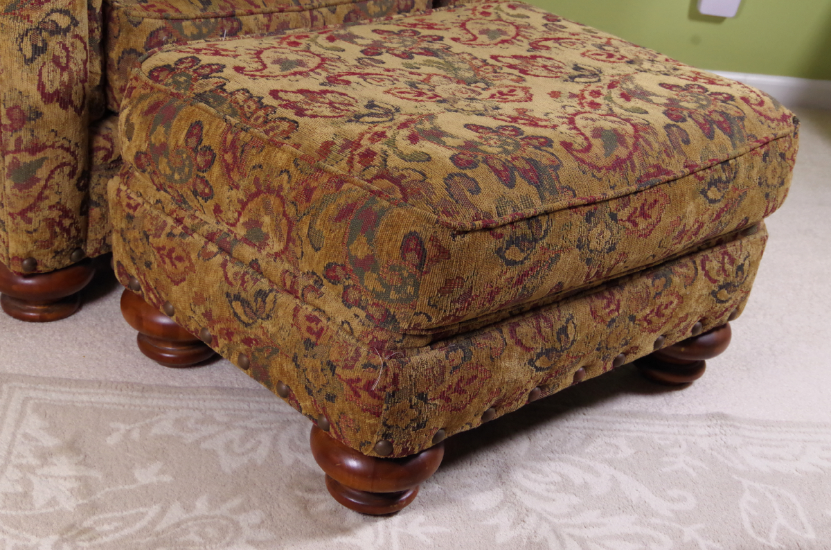 Broyhill Overstuffed Upholstered Chair and Ottoman EBTH