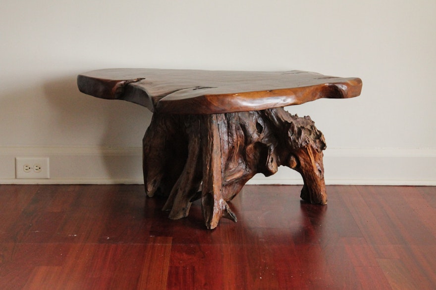 Rustic Wood Slice And Tree Stump Coffee Table Ebth