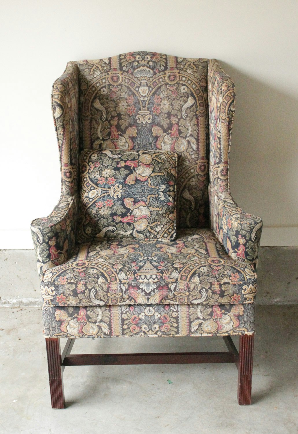Vintage Tapestry Upholstered Wingback Chair EBTH