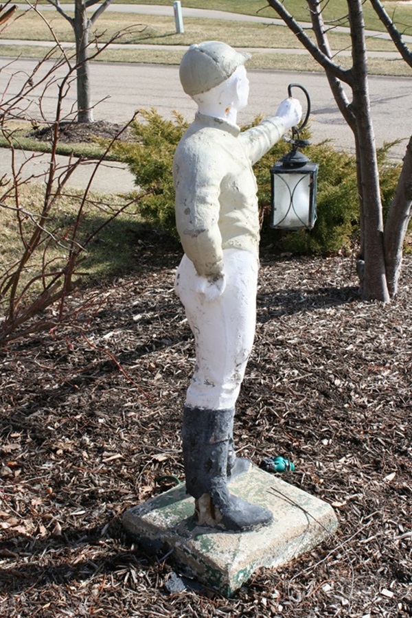 Vintage Lawn Jockey with Electric Glass Lantern EBTH