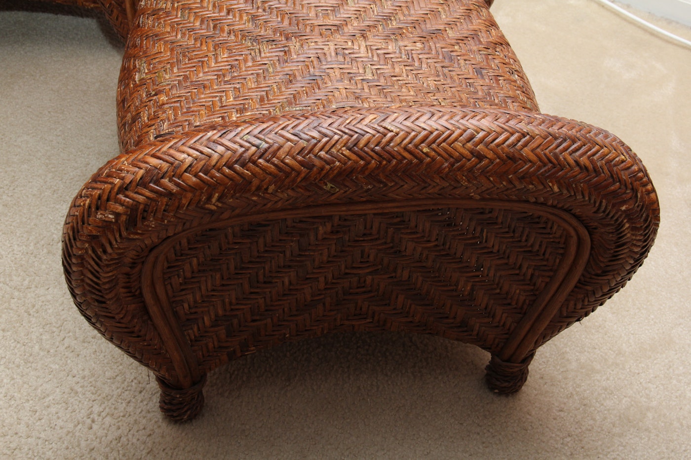 Pottery Barn Rattan "Malabar" Chair and Ottoman | EBTH