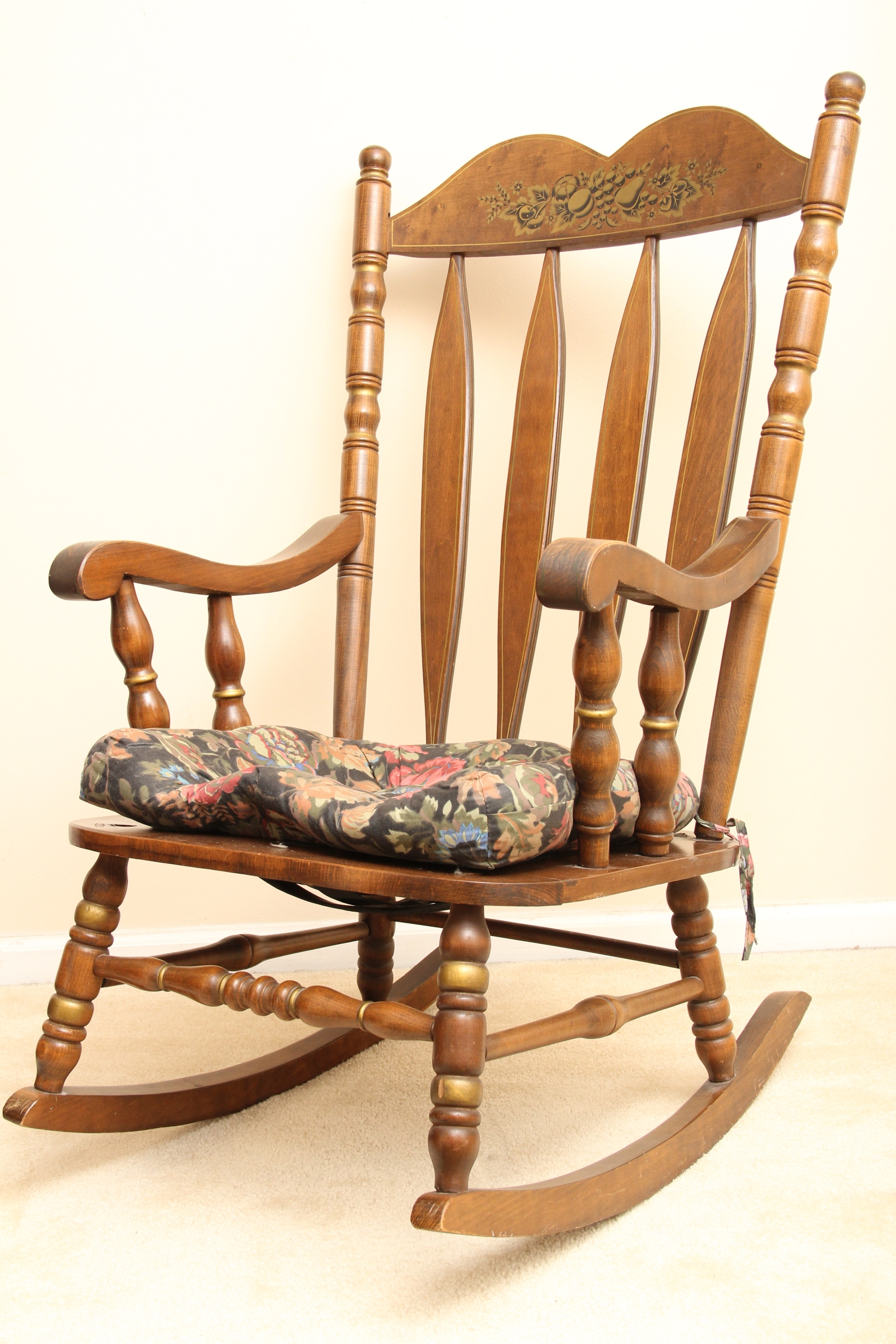 Vintage Wooden Rocker in Dark Pine EBTH