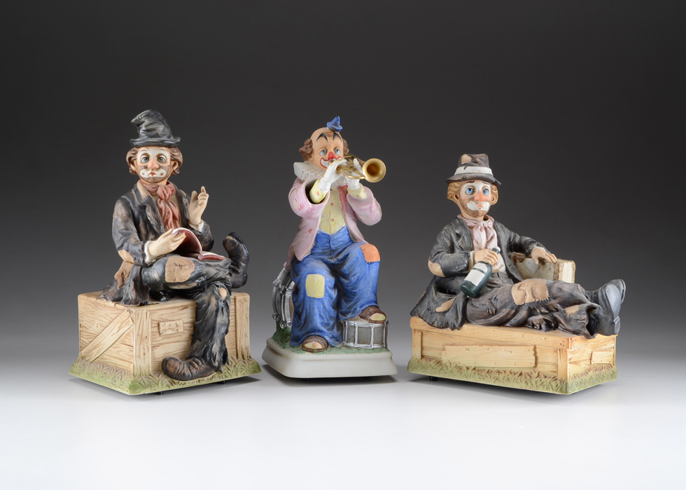 Three "Melody in Motion" Musical Clown Figurines EBTH