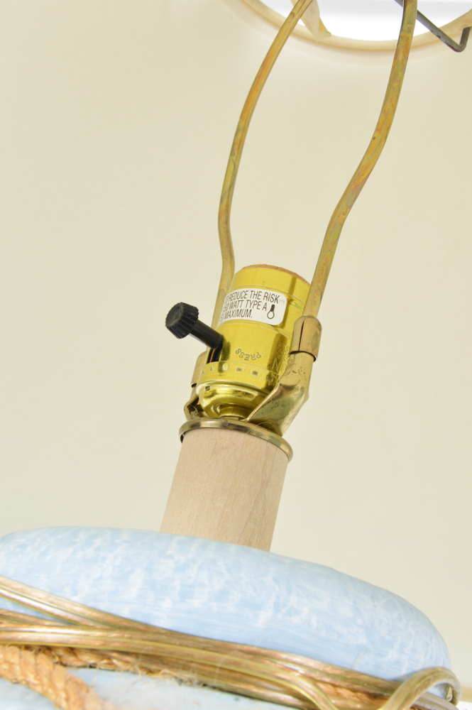 Pair of Ceramic Table Lamps with Hanging Cow Skulls EBTH