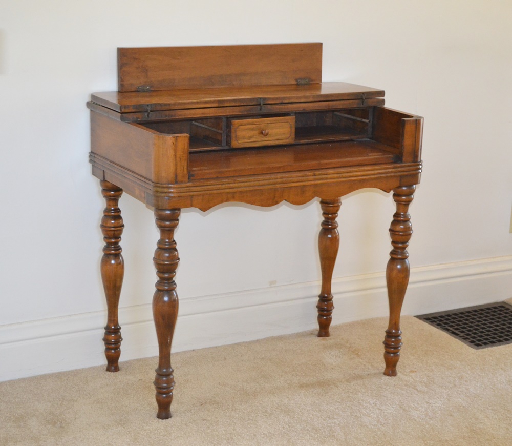 Ladies Vintage Walnut Writing Desk Ebth