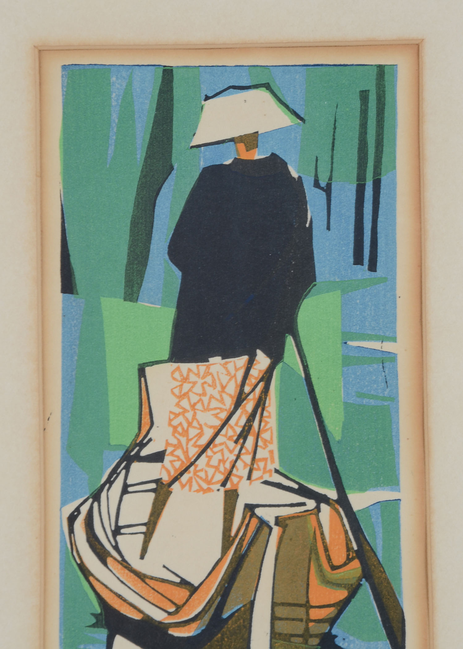 Original Mid Century Modern Paul Arnold Woodblock Print EBTH