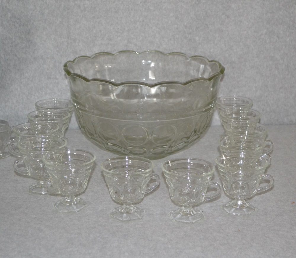 Two Glass Punch Bowls with Cups EBTH