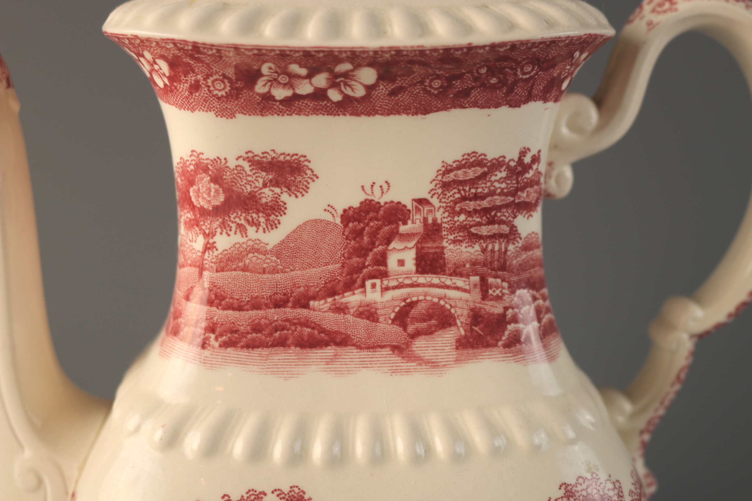 Spode's Tower Red Transferware Tea Pot with Lid EBTH
