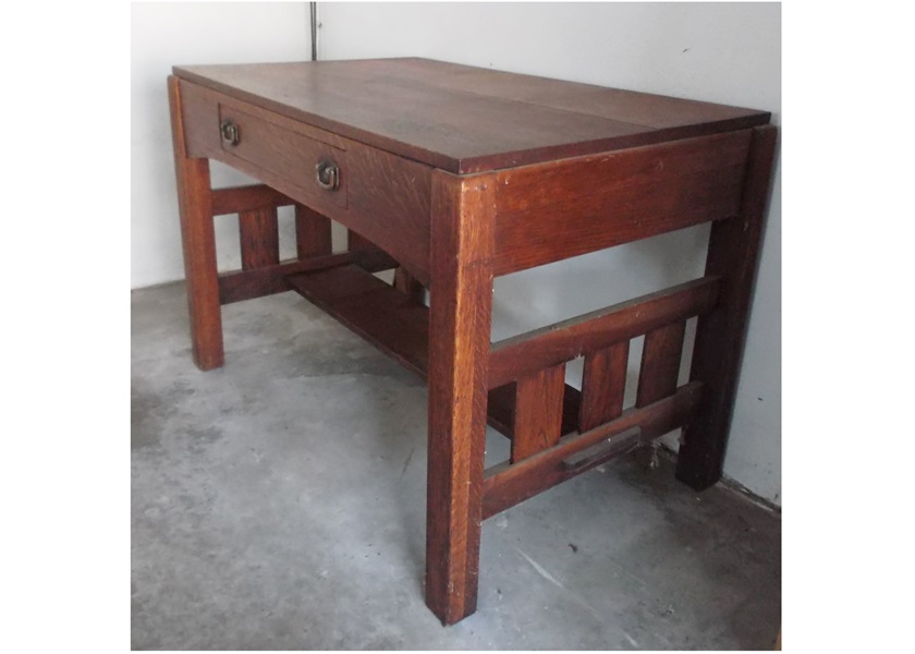 Mission Style Oak Library Table EBTH