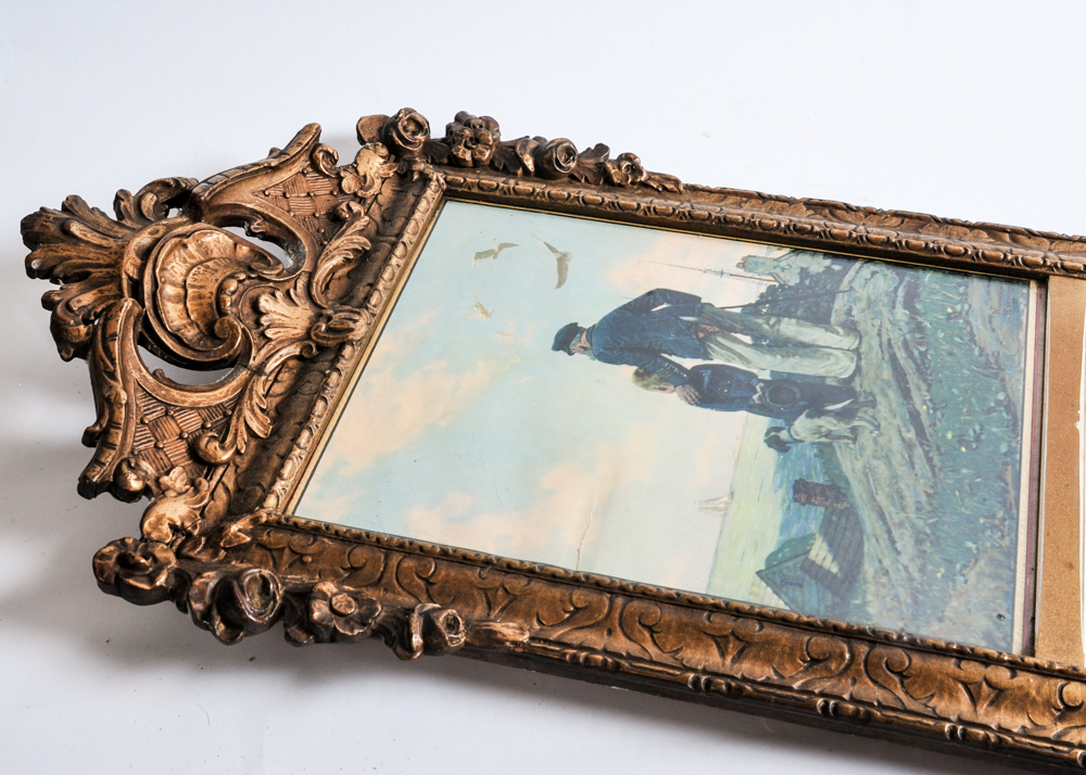 Vintage Pier Mirror with Normal Rockwell Print EBTH