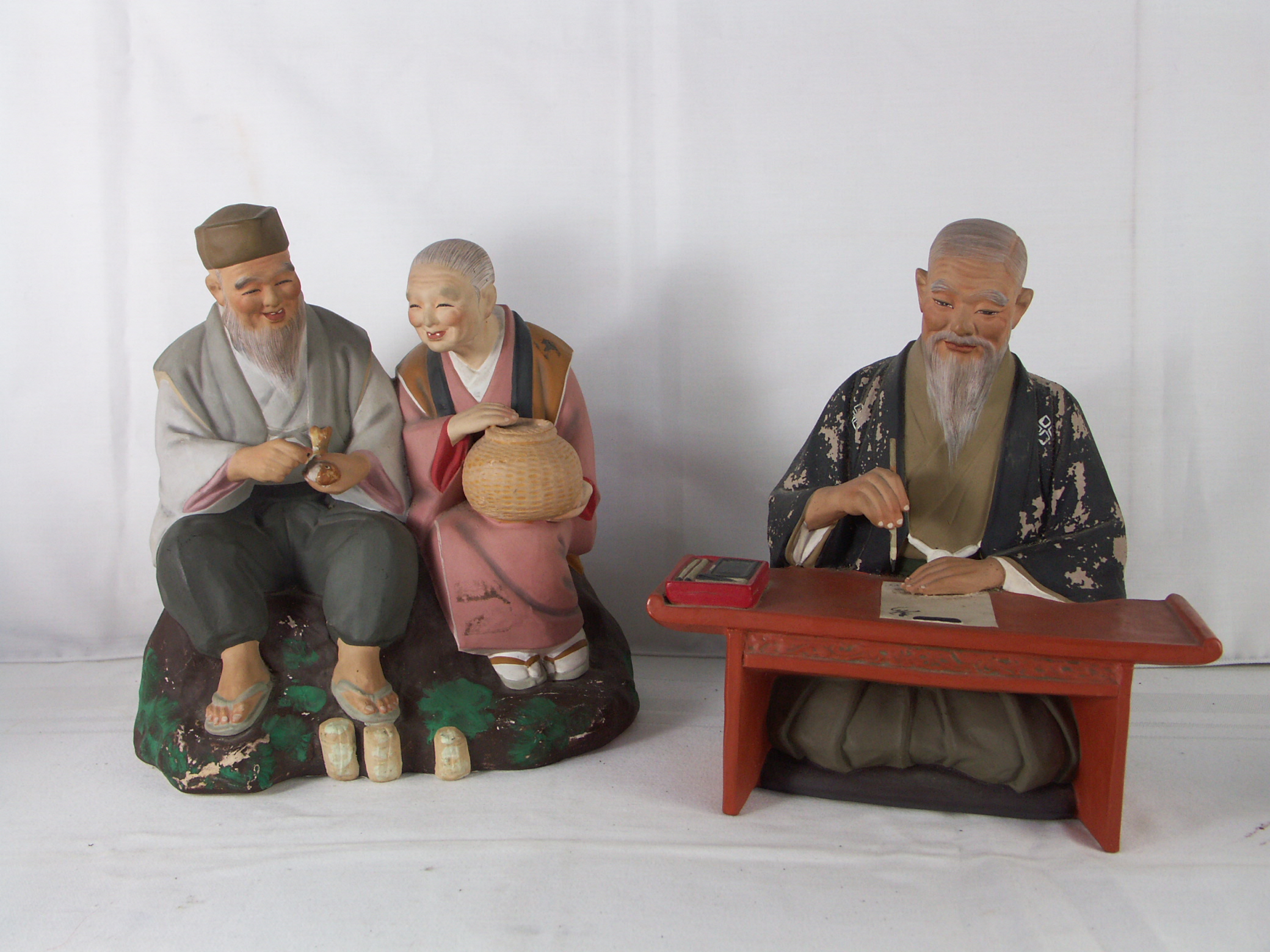 Hakata Urasaki Elderly Bisque Figurines EBTH