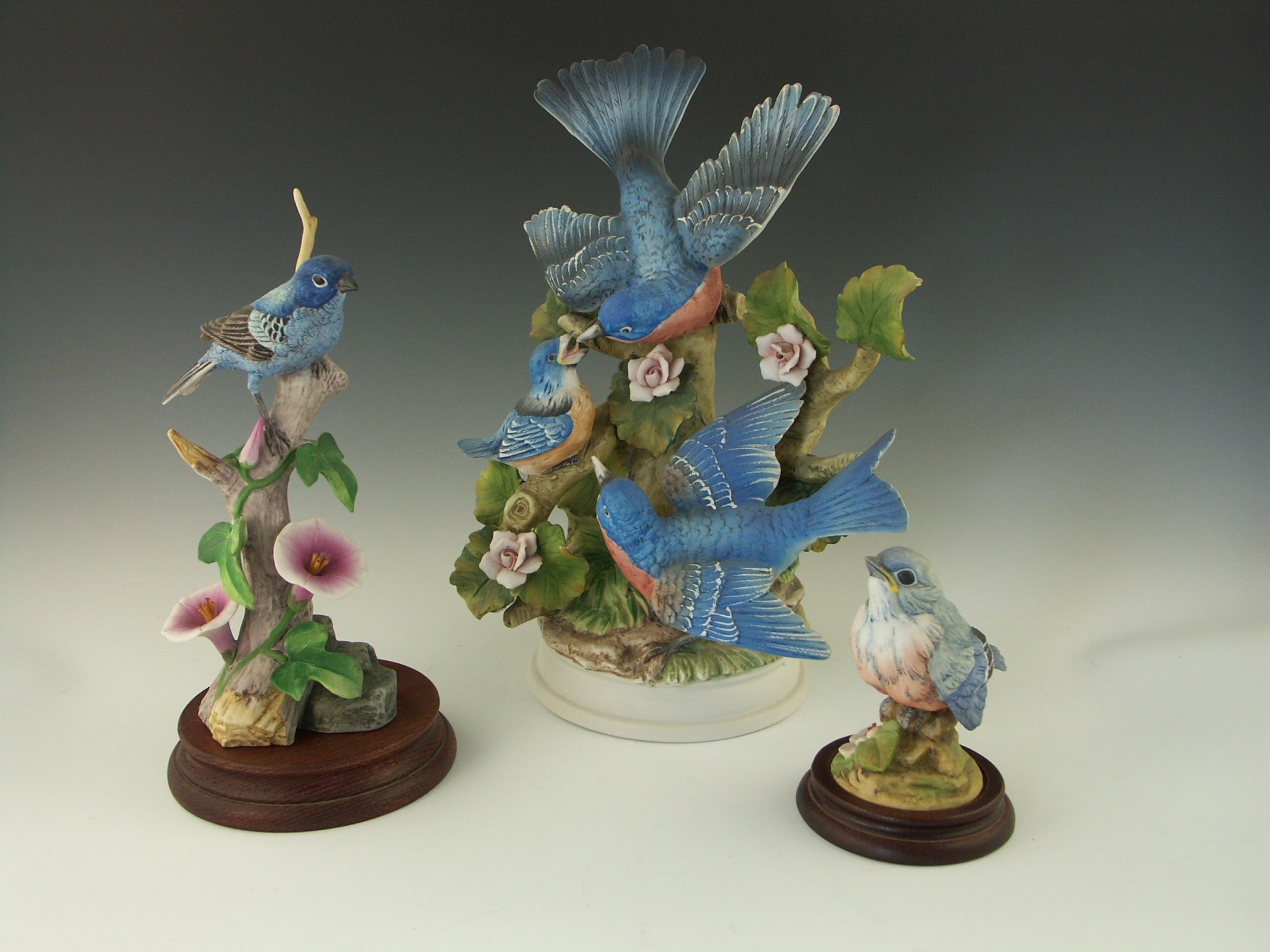 Hand Painted Porcelain Blue Bird Figurines By Andrea | EBTH