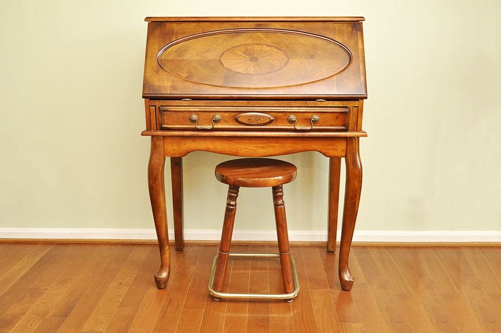 Cherry Secretary Desk with Stool EBTH