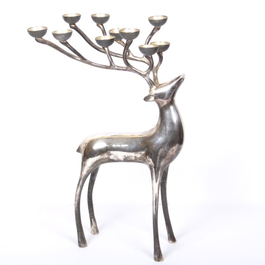 Pottery Barn Reindeer Candelabra Ebth