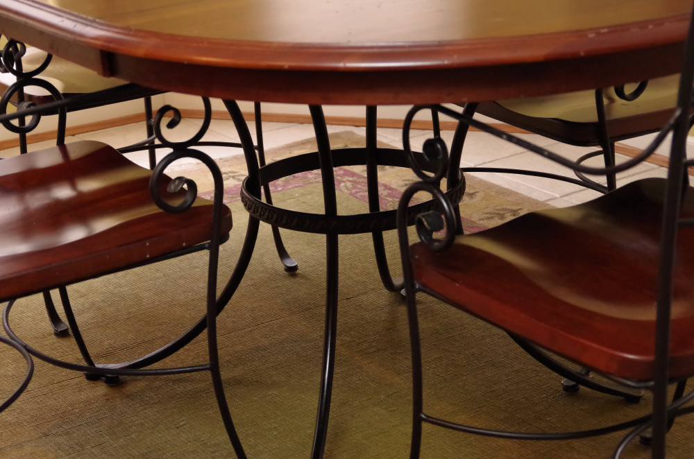 Kincaid Iron and Wood Dining Room Table with Four Chairs EBTH