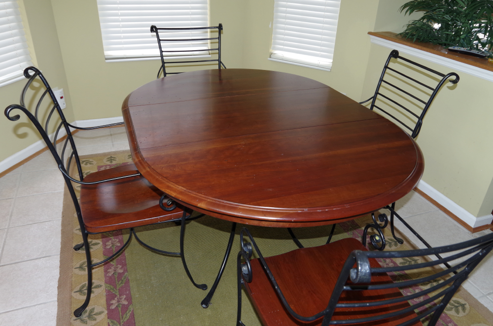Kincaid Iron and Wood Dining Room Table with Four Chairs EBTH