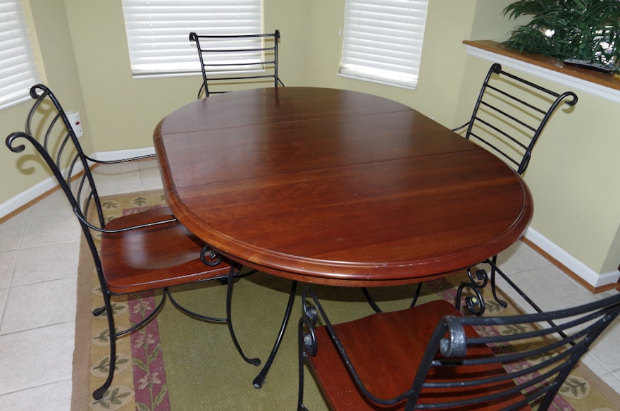 Wood And Iron Dining Room Set