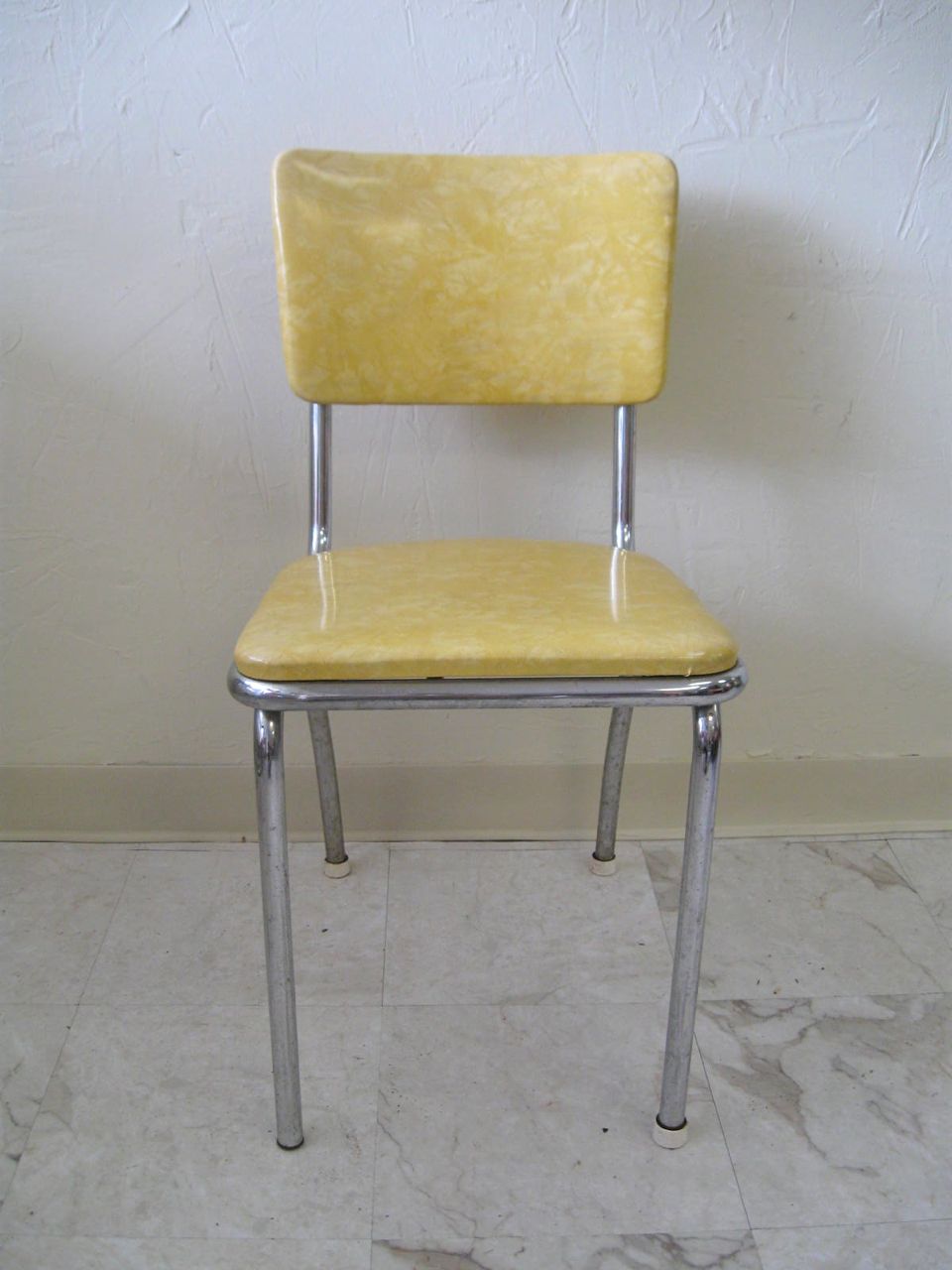 MidCentury Yellow Vinyl Kitchen Chair EBTH