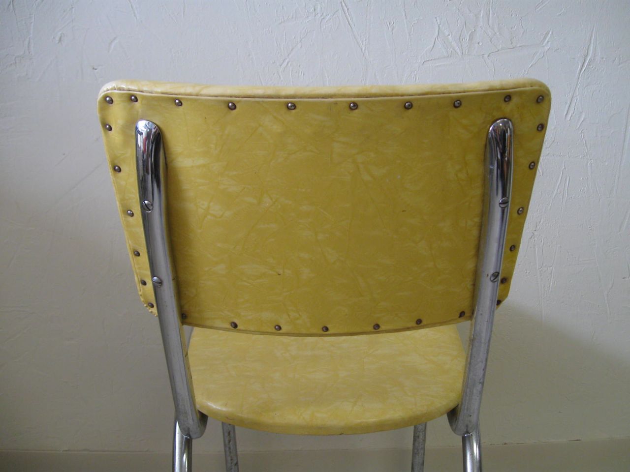 MidCentury Yellow Vinyl Kitchen Chair EBTH