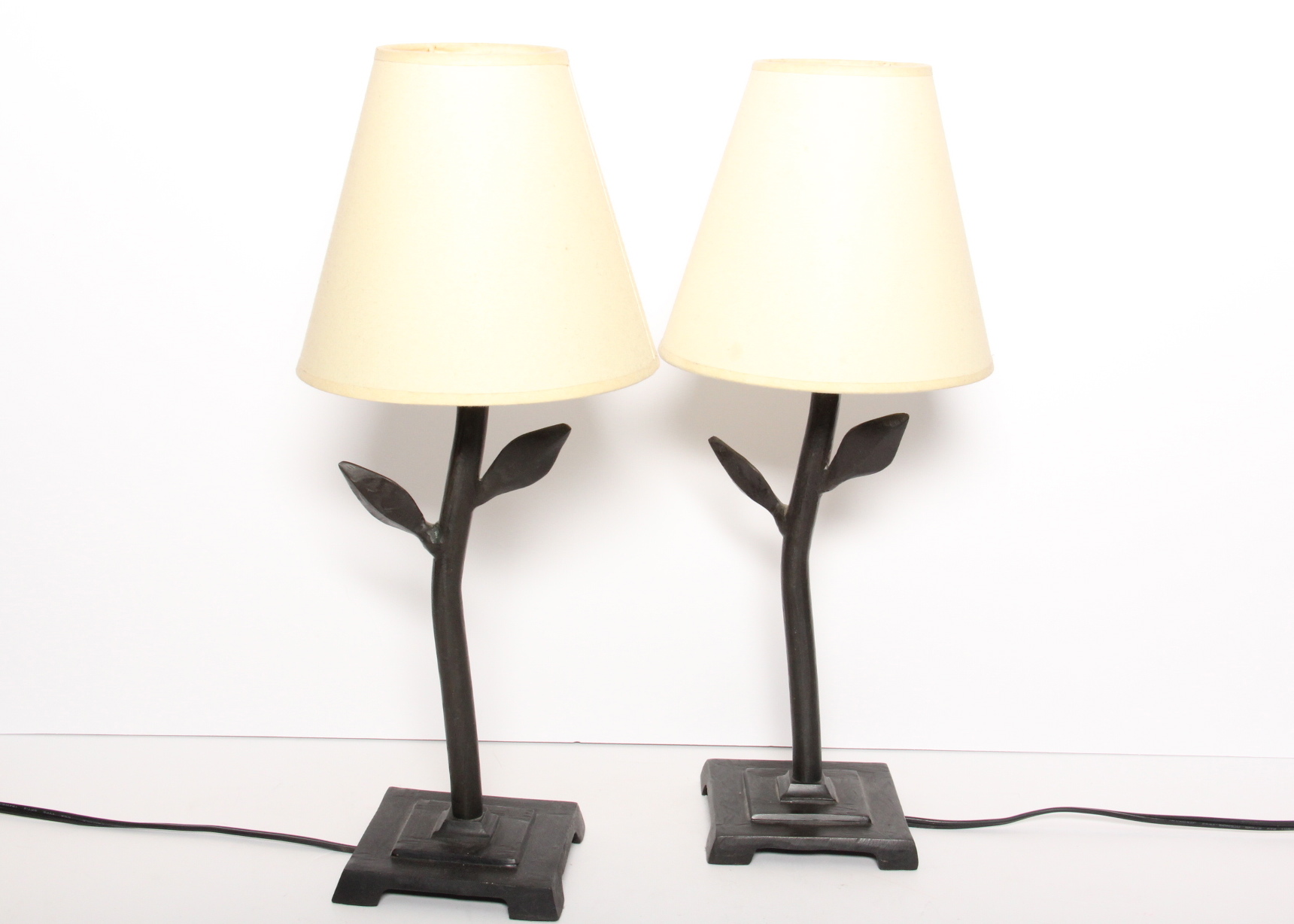 Pottery Barn Metal Leaf Stemmed Lamps Ebth