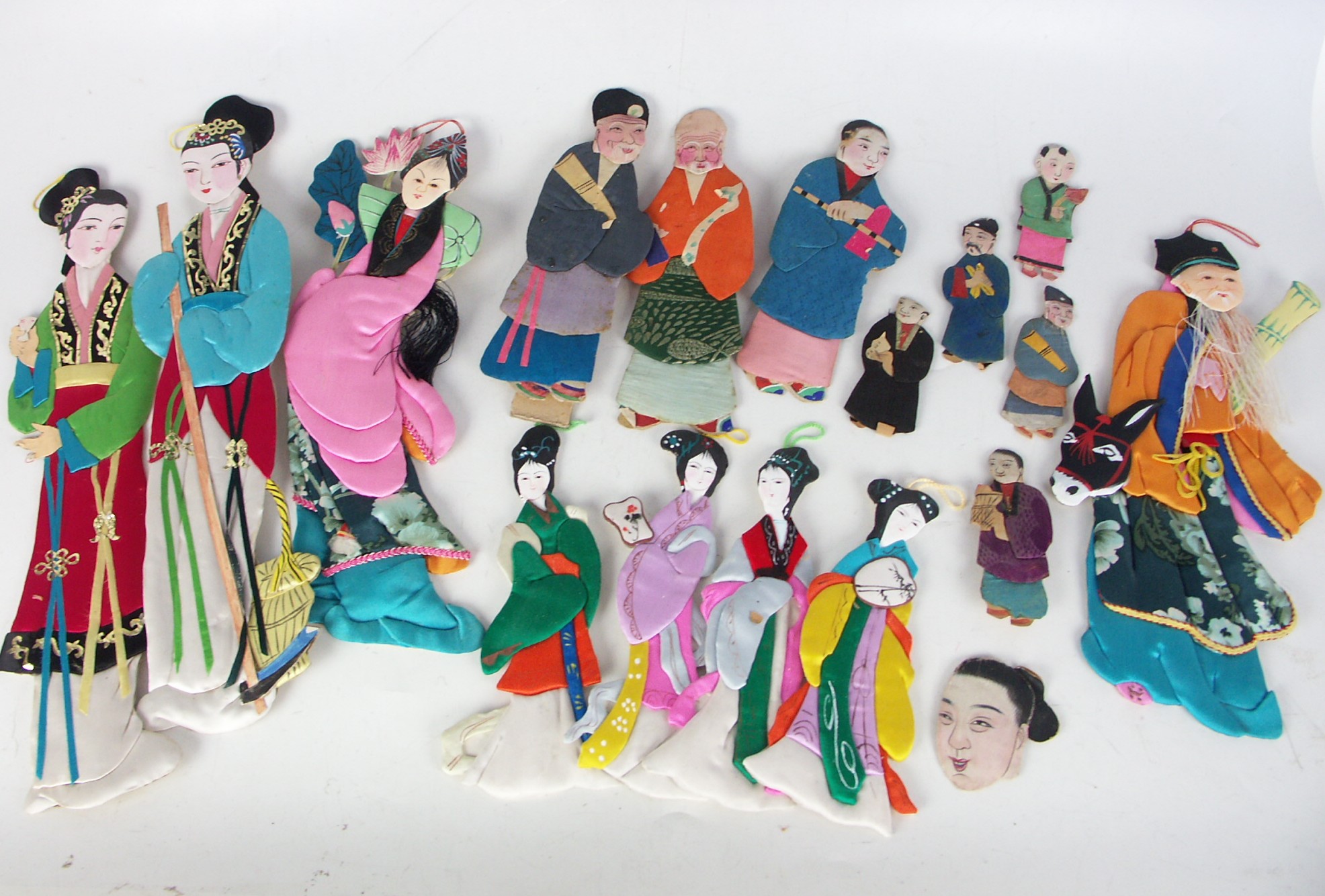 Vintage Chinese Hand Painted Silk and Paper Dolls EBTH