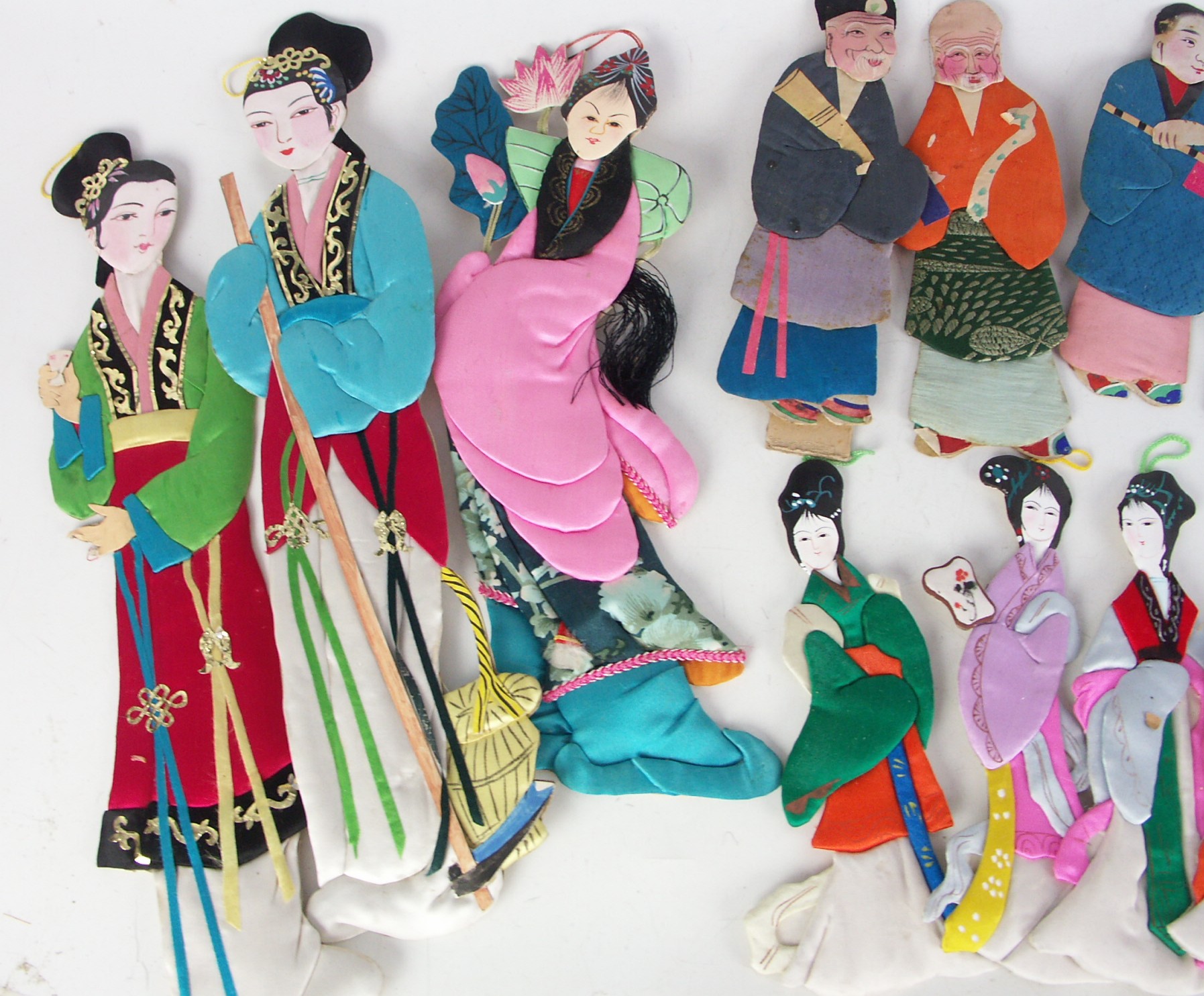 Vintage Chinese Hand Painted Silk and Paper Dolls EBTH