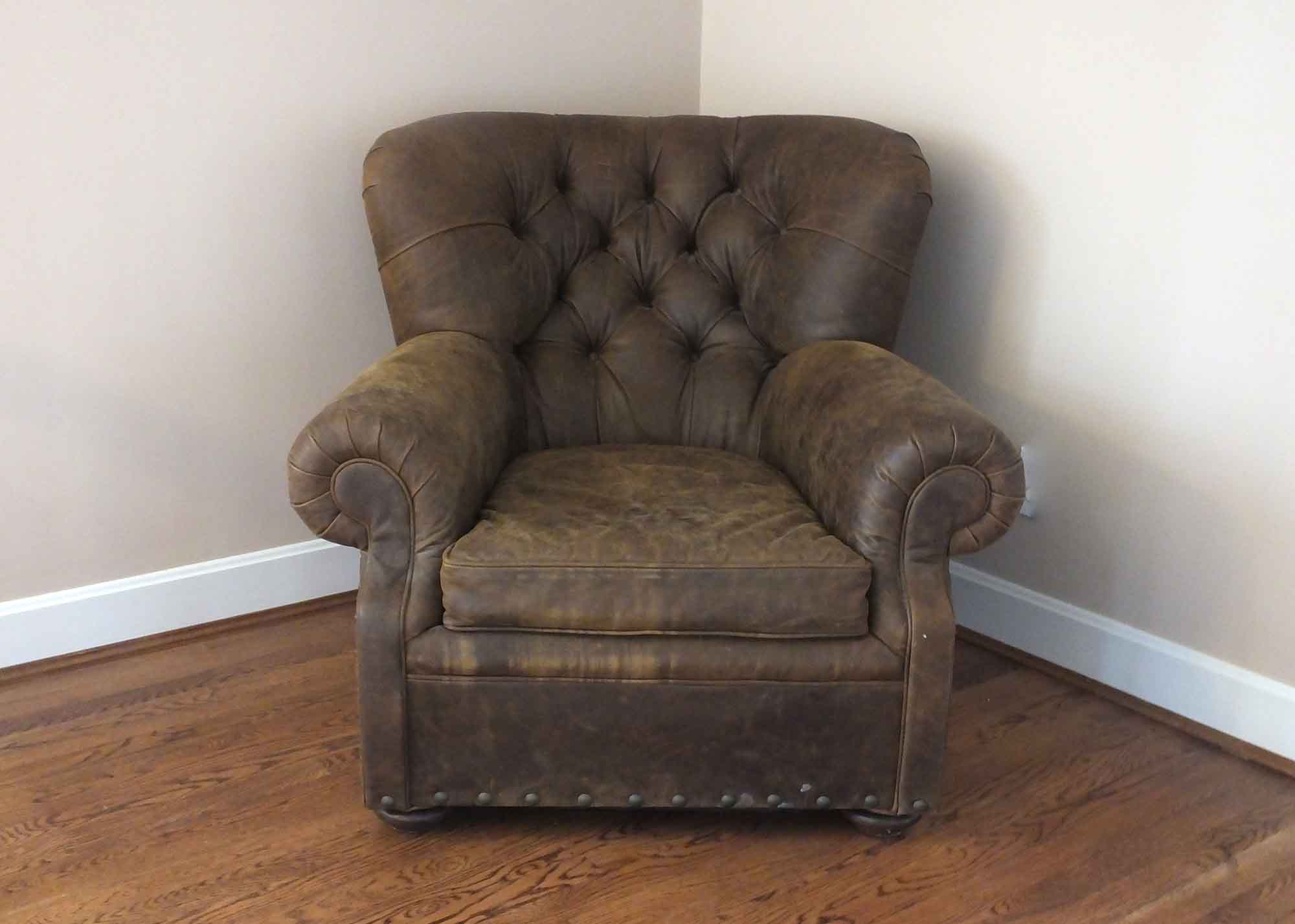 Restoration Hardware Leather Club Chair Ebth
